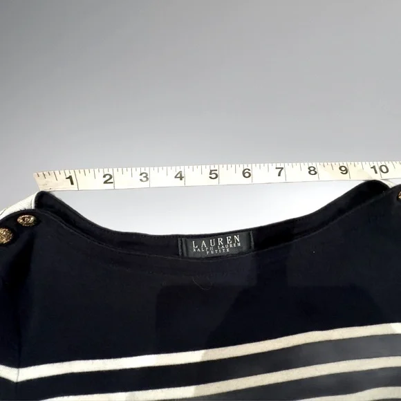 Lauren Ralph Lauren petite dress- navy blue & white stripes - size P medium - Picture 6 of 12